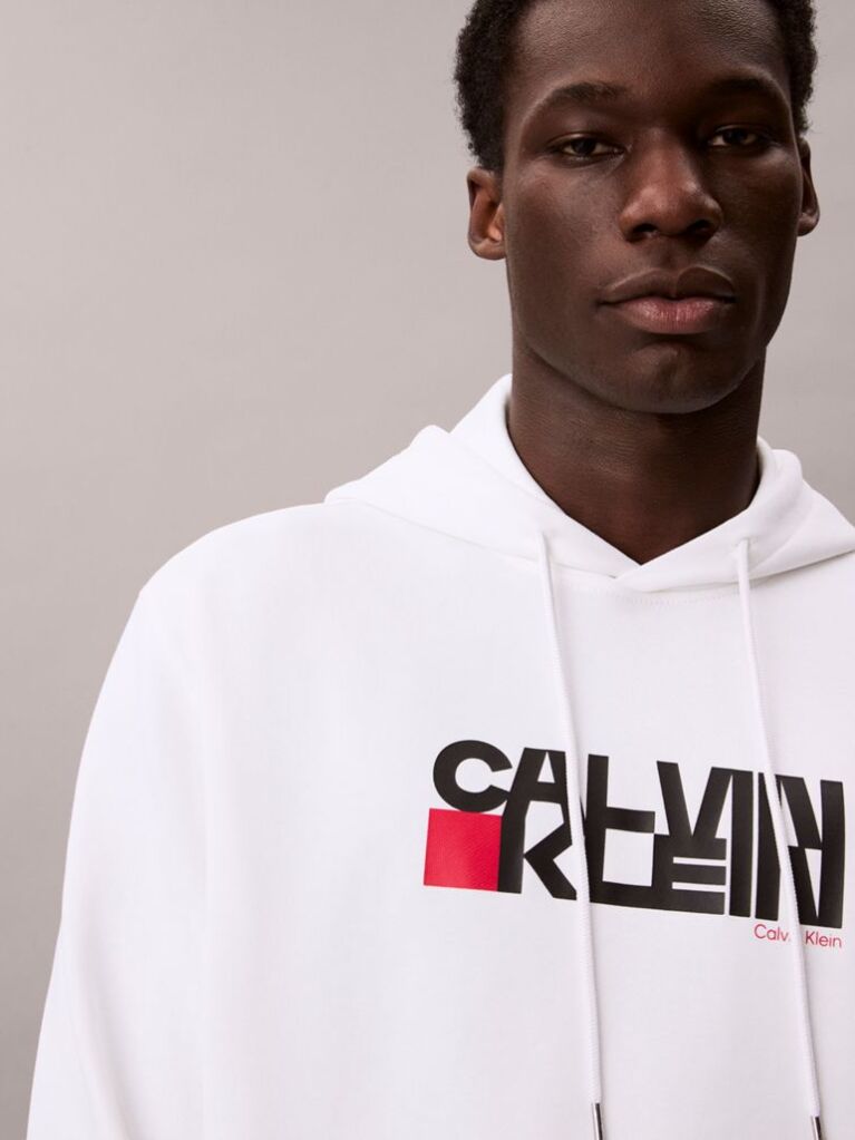 White Logo Graphic Hoodie  Men