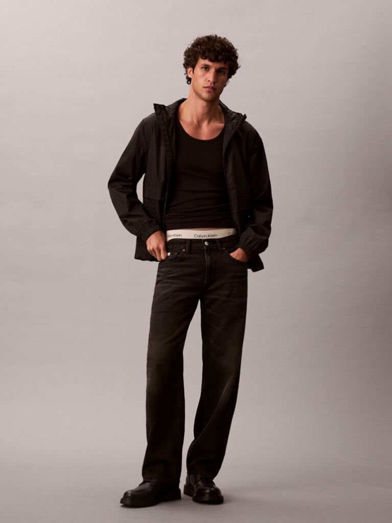 Black Long Sleeve Nylon Flange Windbreaker  Men
