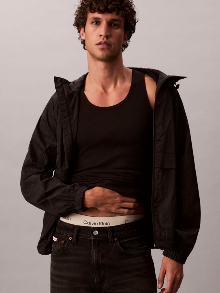 Black Long Sleeve Nylon Flange Windbreaker  Men