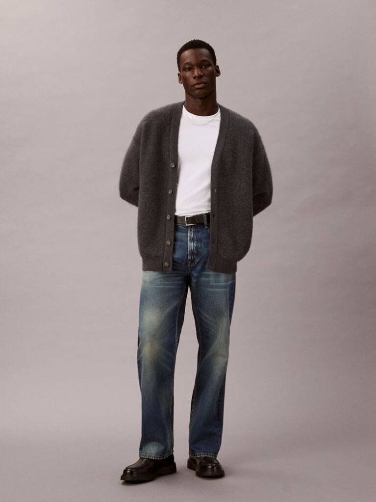 Grey 90's Straight Jeans  Men