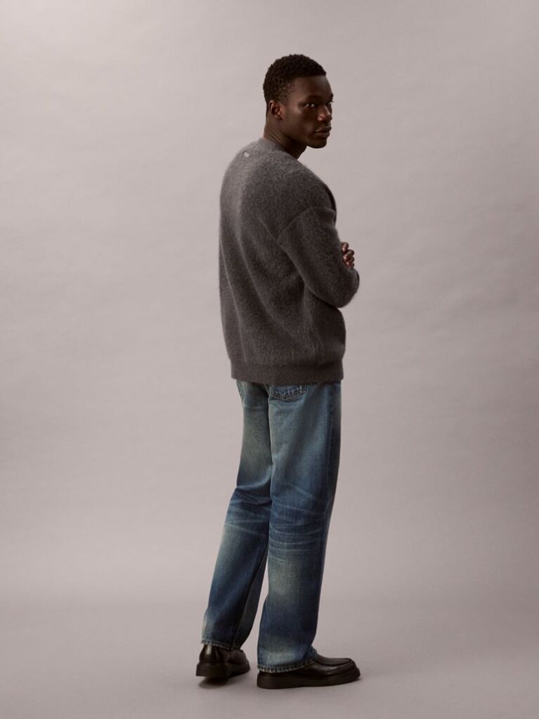 Grey 90's Straight Jeans  Men