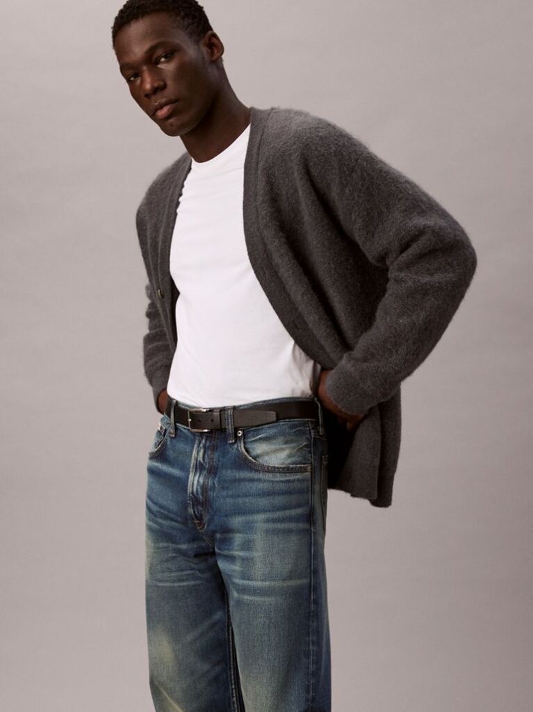 Grey 90's Straight Jeans  Men