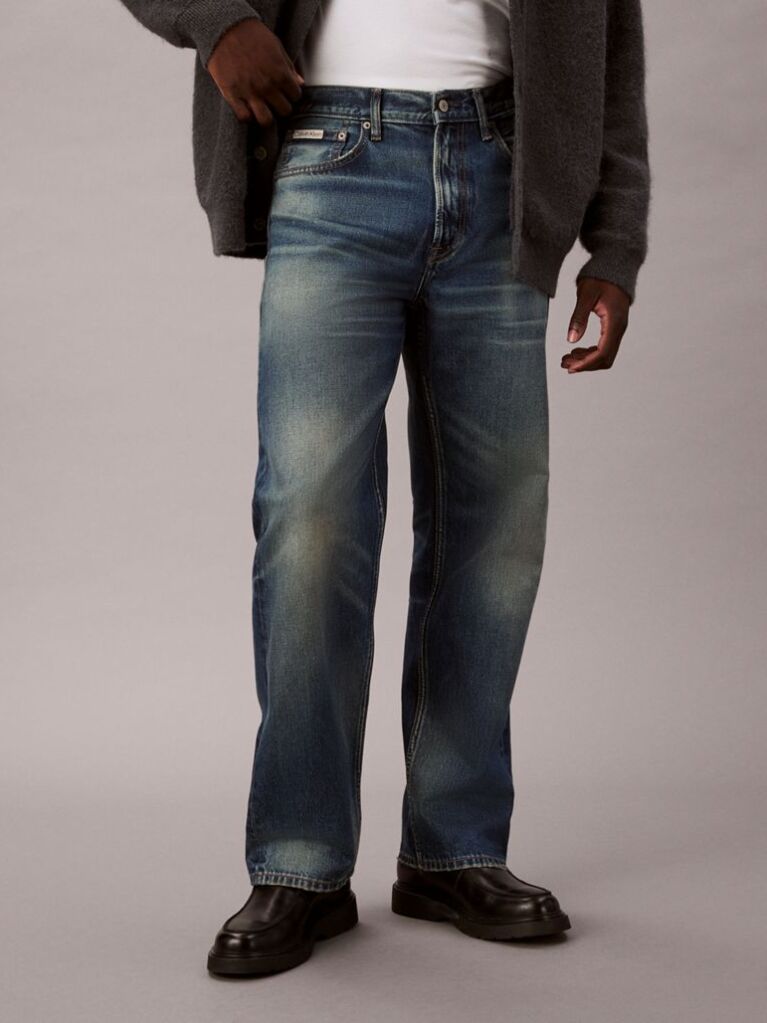 Grey 90's Straight Jeans  Men