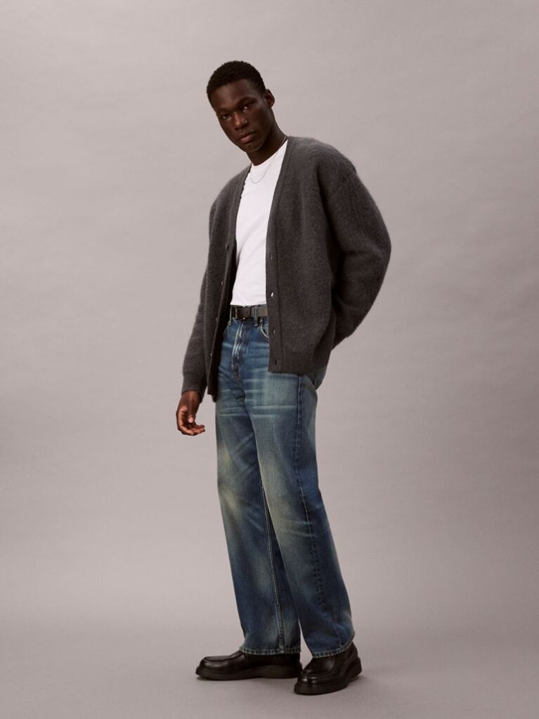 Grey 90's Straight Jeans  Men