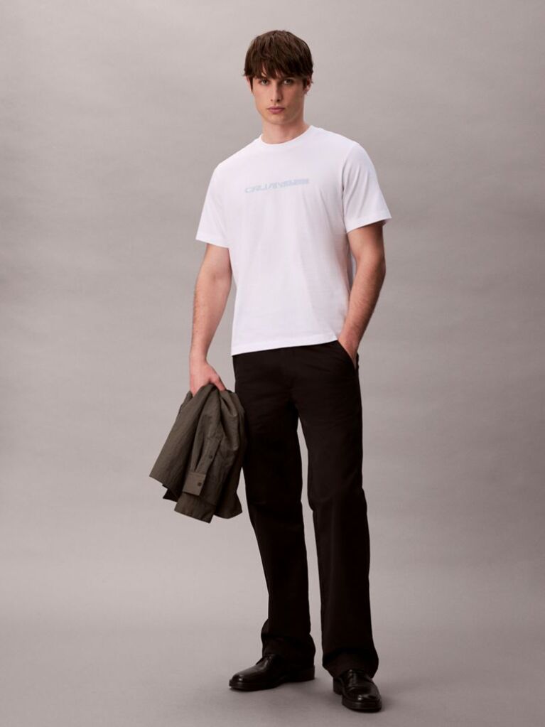 White Bold Logo Graphic Relaxed T-Shirt  Men