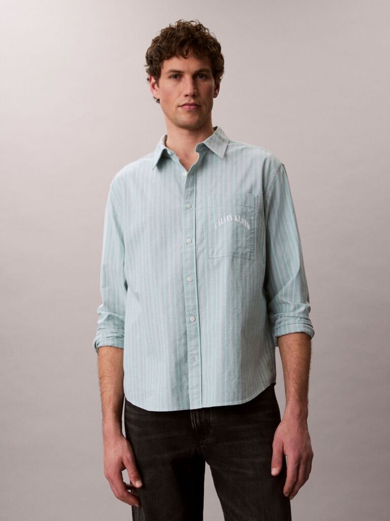 Green Stripe Relaxed Button-Down Shirt  Men