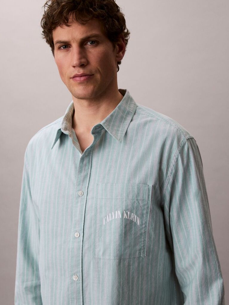 Green Stripe Relaxed Button-Down Shirt  Men