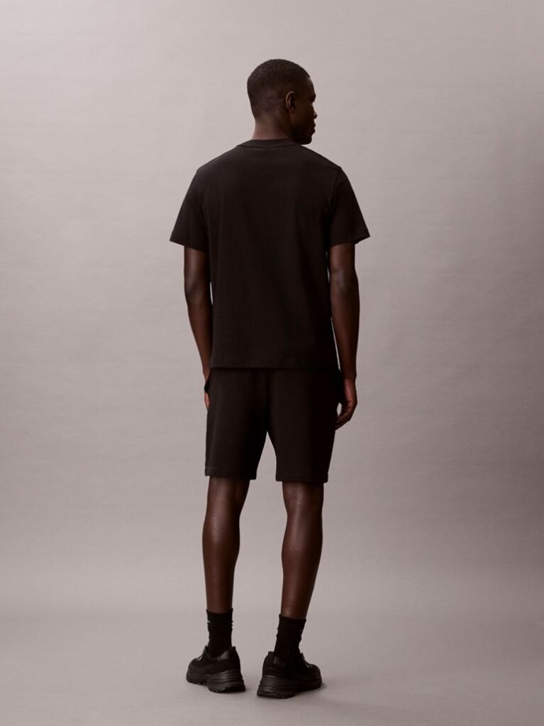 Black Cotton Terry Badge Jogger Shorts  Men