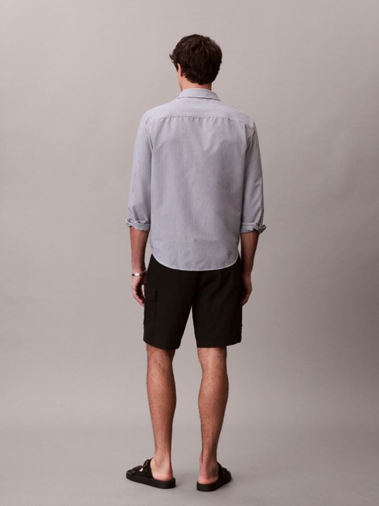 Black Linen Cotton Cargo Shorts  Men