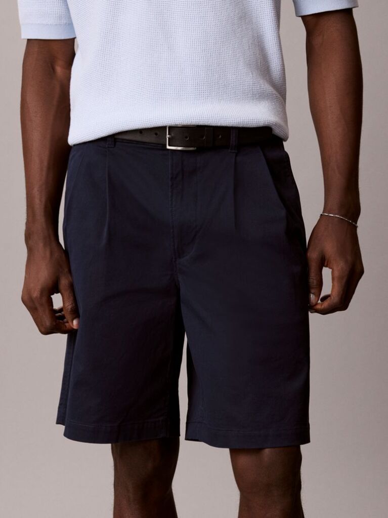 Blue Cotton Twill Chino Shorts  Men