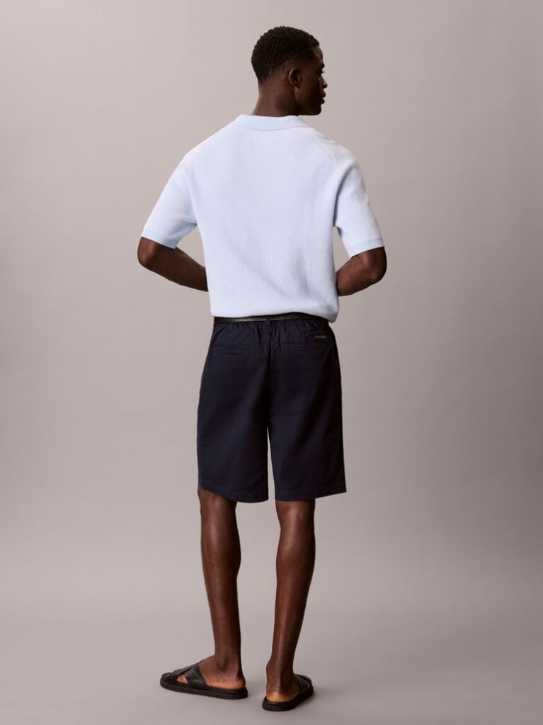 Blue Cotton Twill Chino Shorts  Men