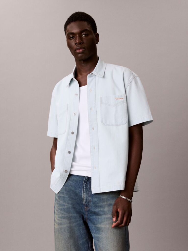 Denim Boxy Denim Short Sleeve Shirt  Men
