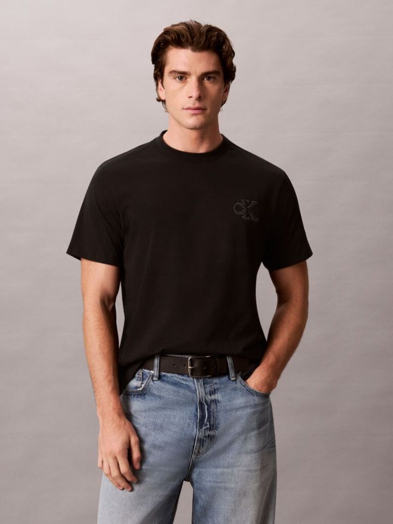 Black Relaxed Embossed Logo T-shirt  Men