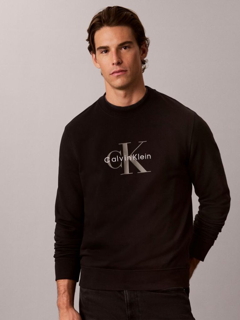Black Cotton Terry Monogram Sweatshirt  Men