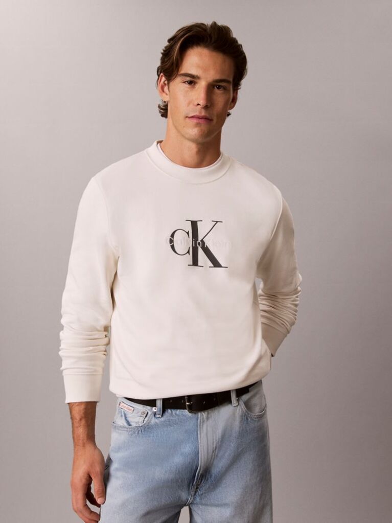 White Cotton Terry Monogram Sweatshirt  Men