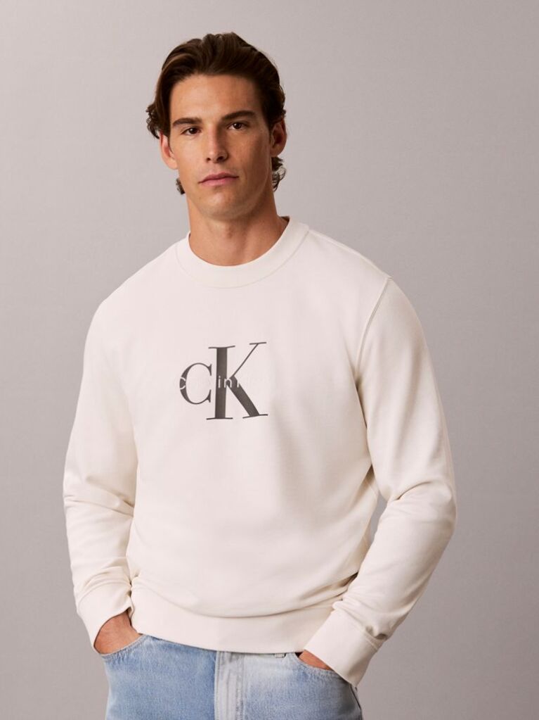 White Cotton Terry Monogram Sweatshirt  Men