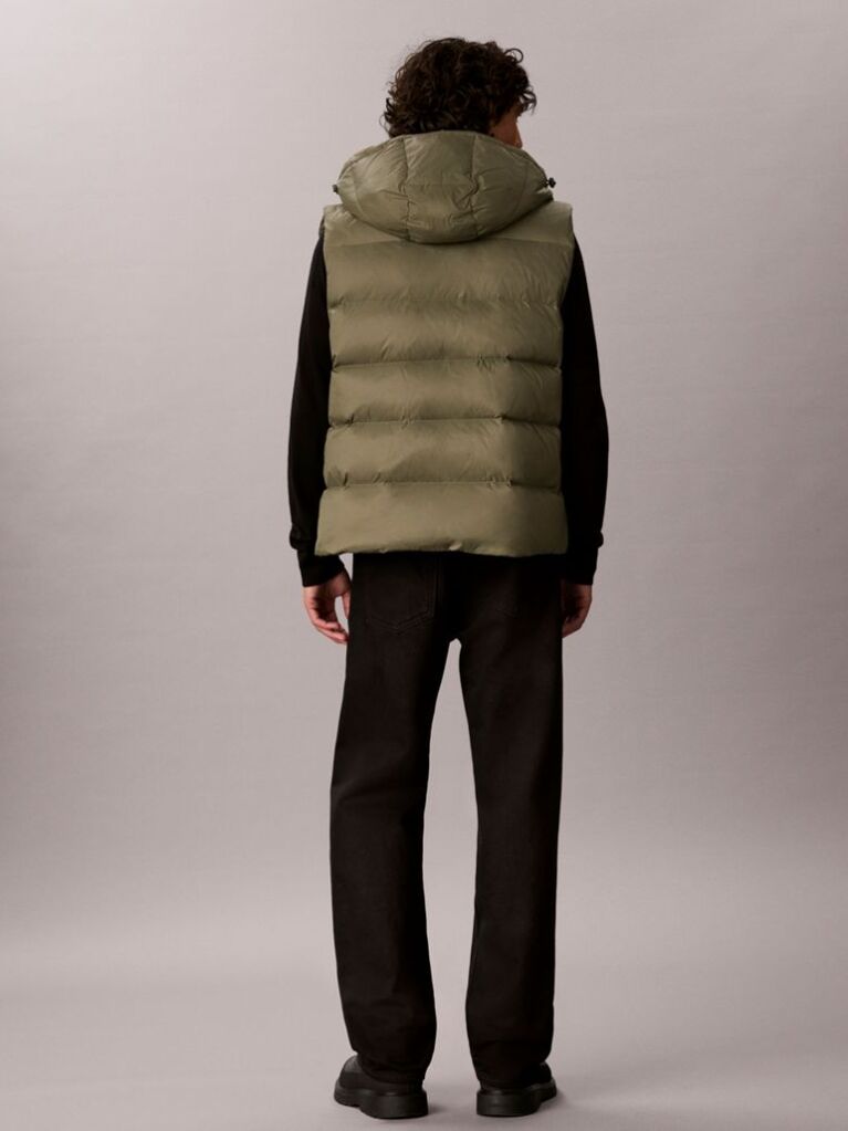 Green Hooded Down Puffer Gilet  Men
