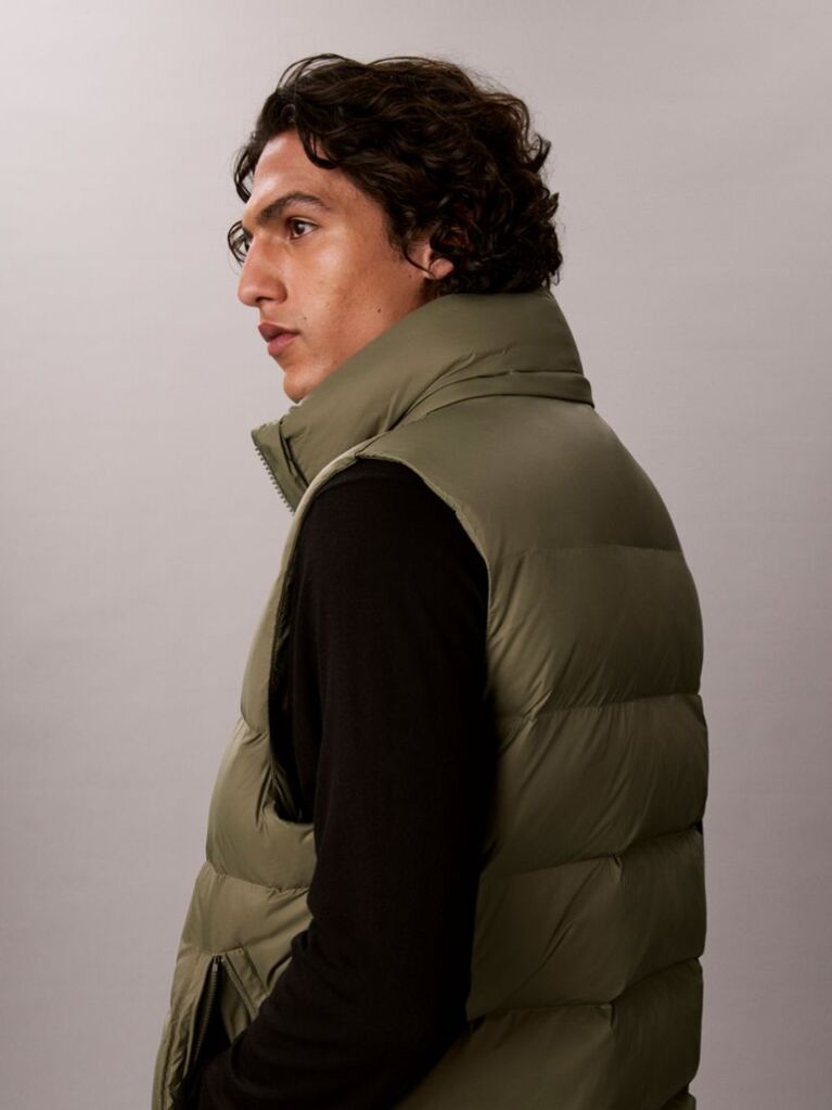 Green Hooded Down Puffer Gilet  Men