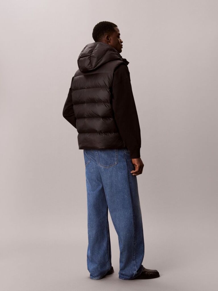 Black Hooded Down Puffer Gilet  Men