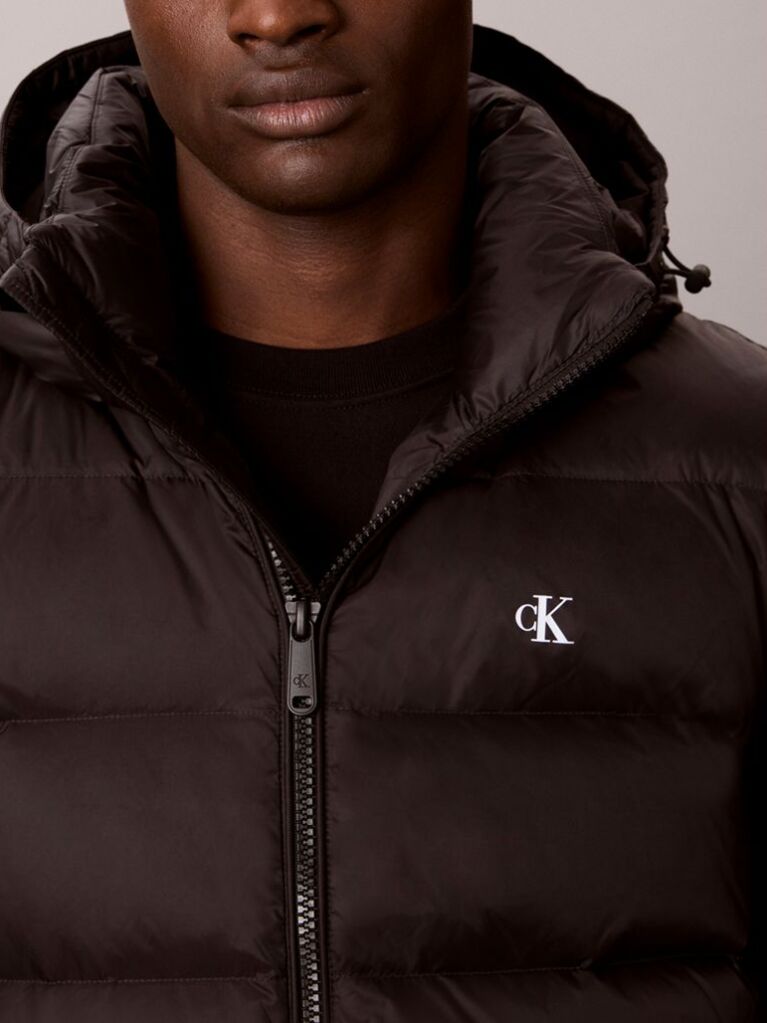 Black Hooded Down Puffer Gilet  Men