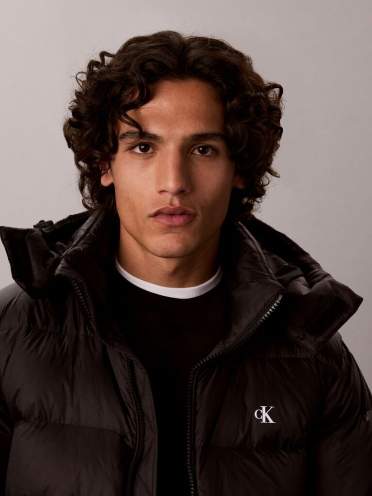 Black Relaxed Nylon Puffer Jacket  Men