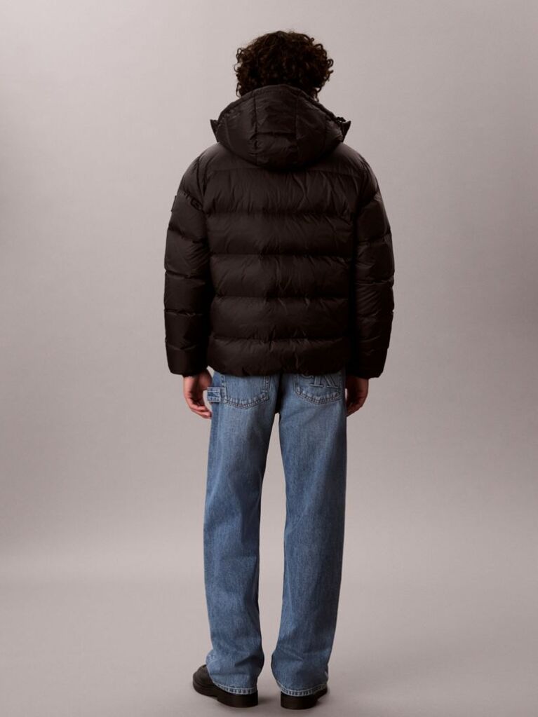 Black Relaxed Nylon Puffer Jacket  Men