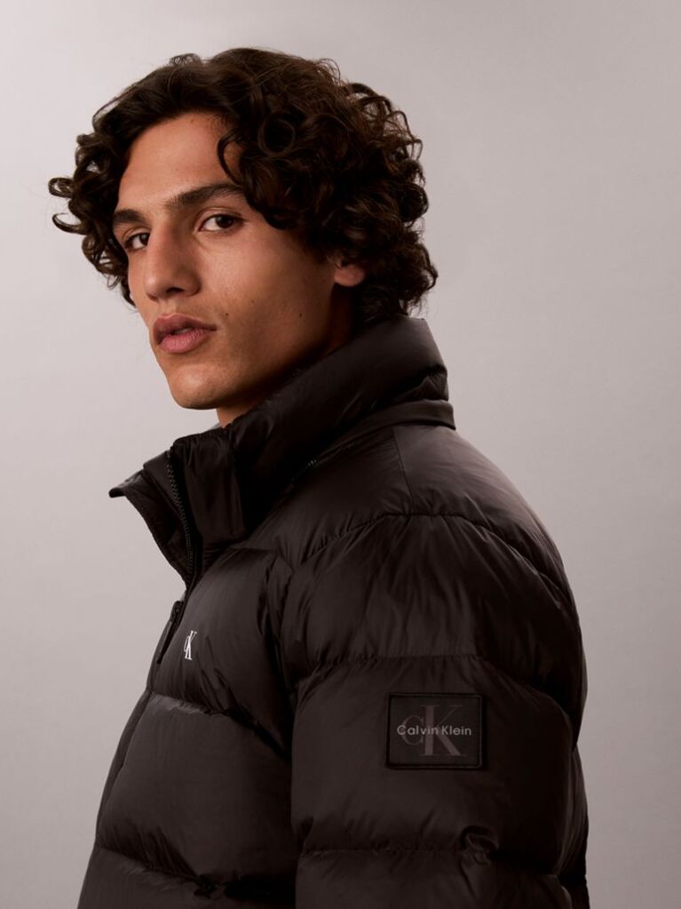 Black Relaxed Nylon Puffer Jacket  Men
