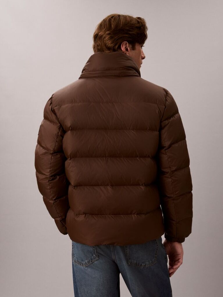 Brown Relaxed Nylon Puffer Jacket  Men