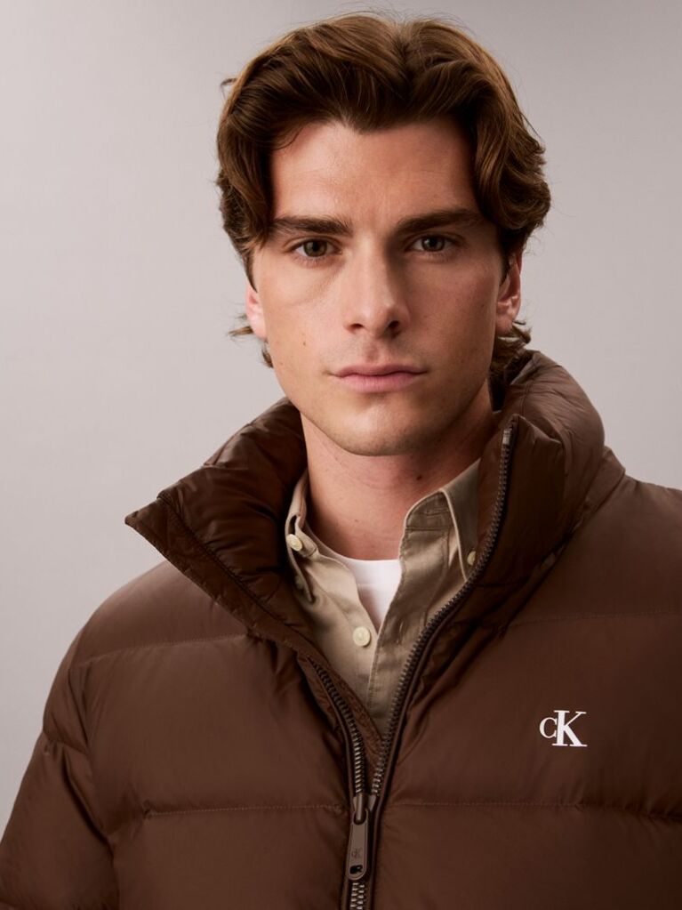 Brown Relaxed Nylon Puffer Jacket  Men