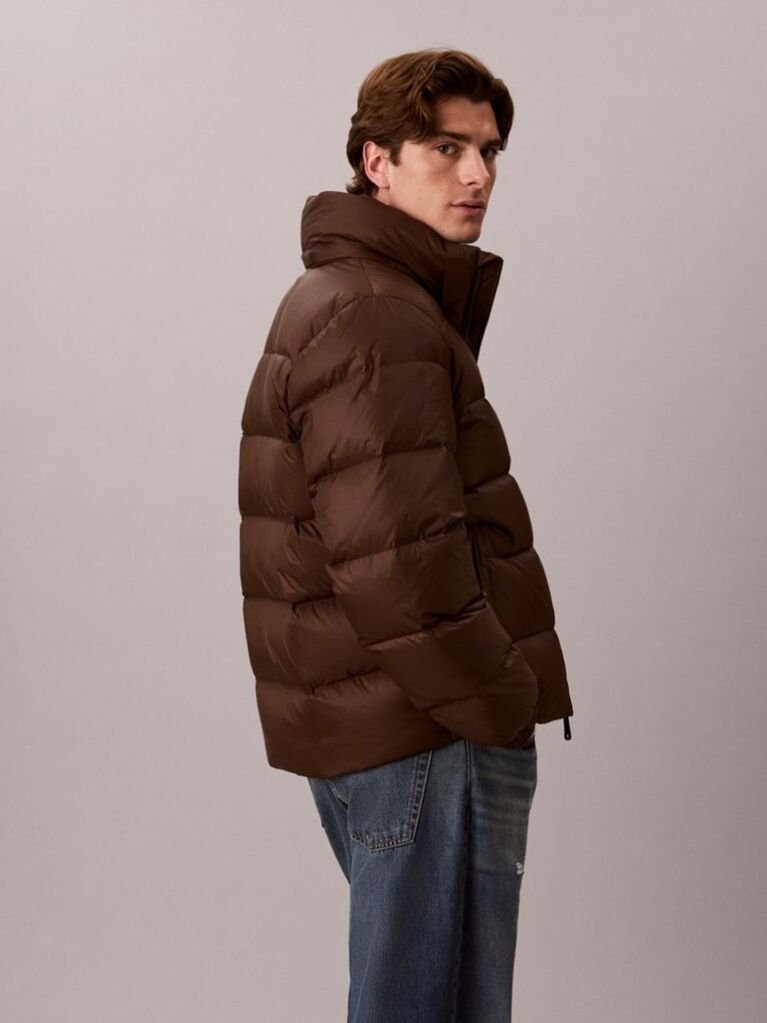 Brown Relaxed Nylon Puffer Jacket  Men