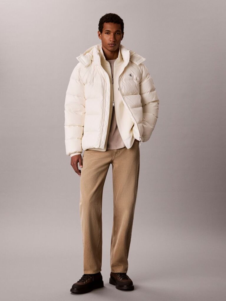 White Relaxed Nylon Puffer Jacket  Men