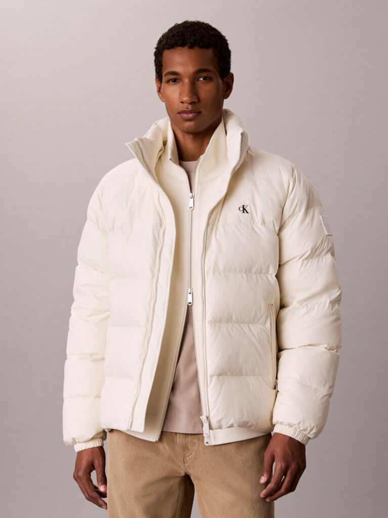 White Relaxed Nylon Puffer Jacket  Men