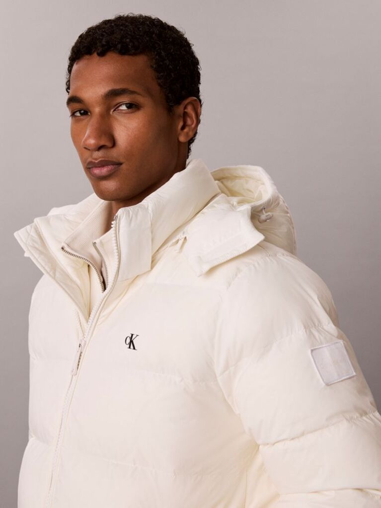 White Relaxed Nylon Puffer Jacket  Men