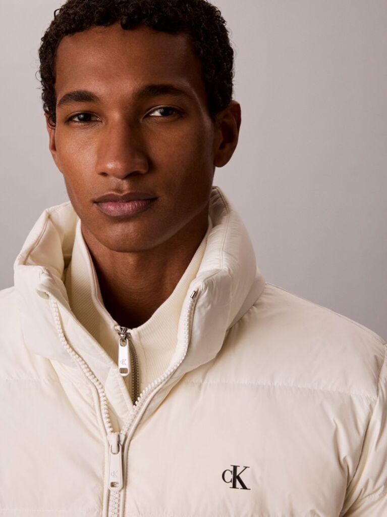 White Relaxed Nylon Puffer Jacket  Men