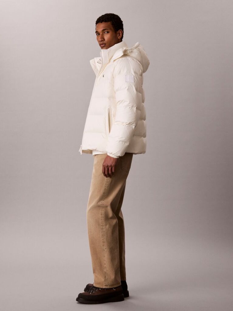 White Relaxed Nylon Puffer Jacket  Men