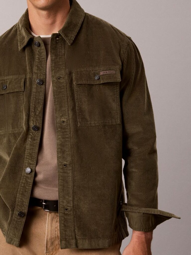 Πράσινο Κοτλέ Shirt Jacket Με Χαλαρή Γραμμή  Άνδρας