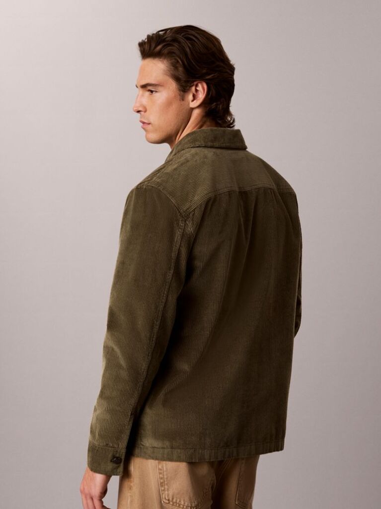 Πράσινο Κοτλέ Shirt Jacket Με Χαλαρή Γραμμή  Άνδρας