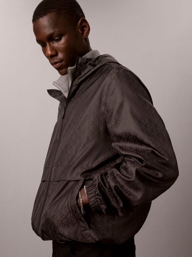 Black All-Over Logo Windbreaker Jacket  Men