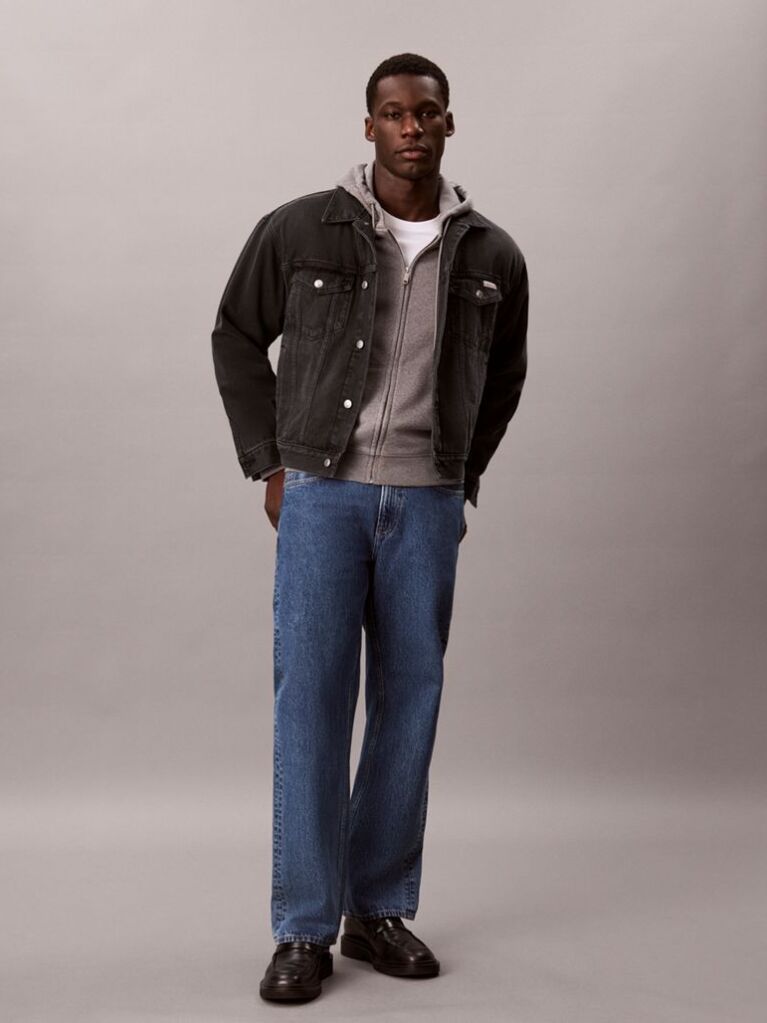 Black 90s Denim Trucker Jacket  Men