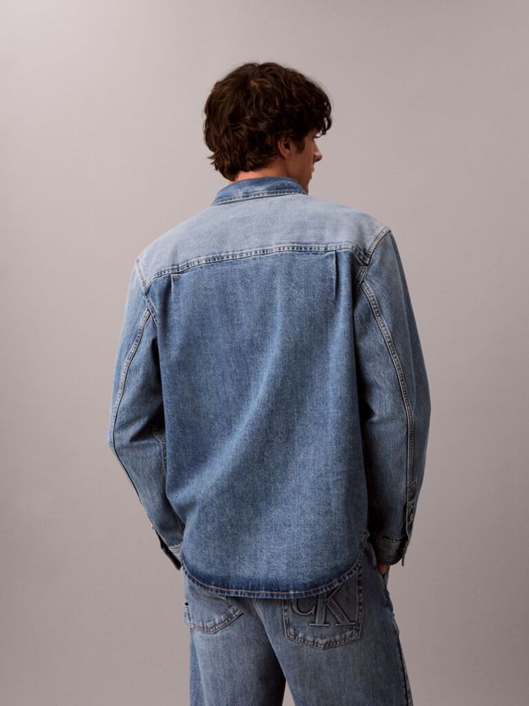 Denim Embossed Denim Overshirt  Men