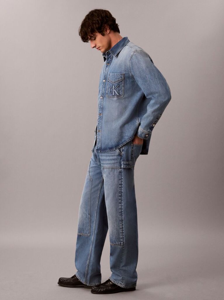 Denim Embossed Denim Overshirt  Men