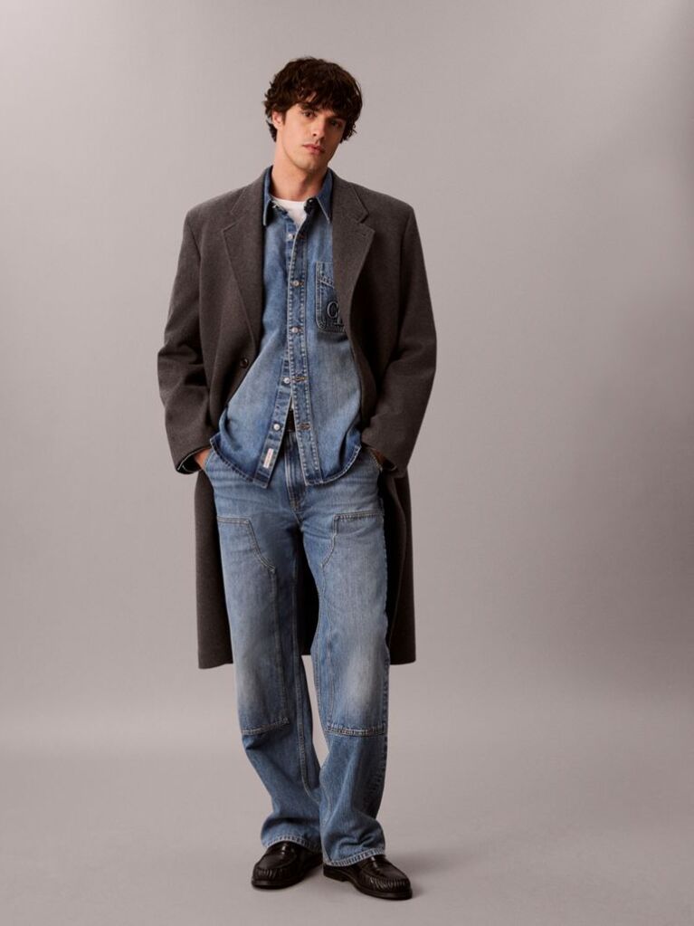 Denim Embossed Denim Overshirt  Men