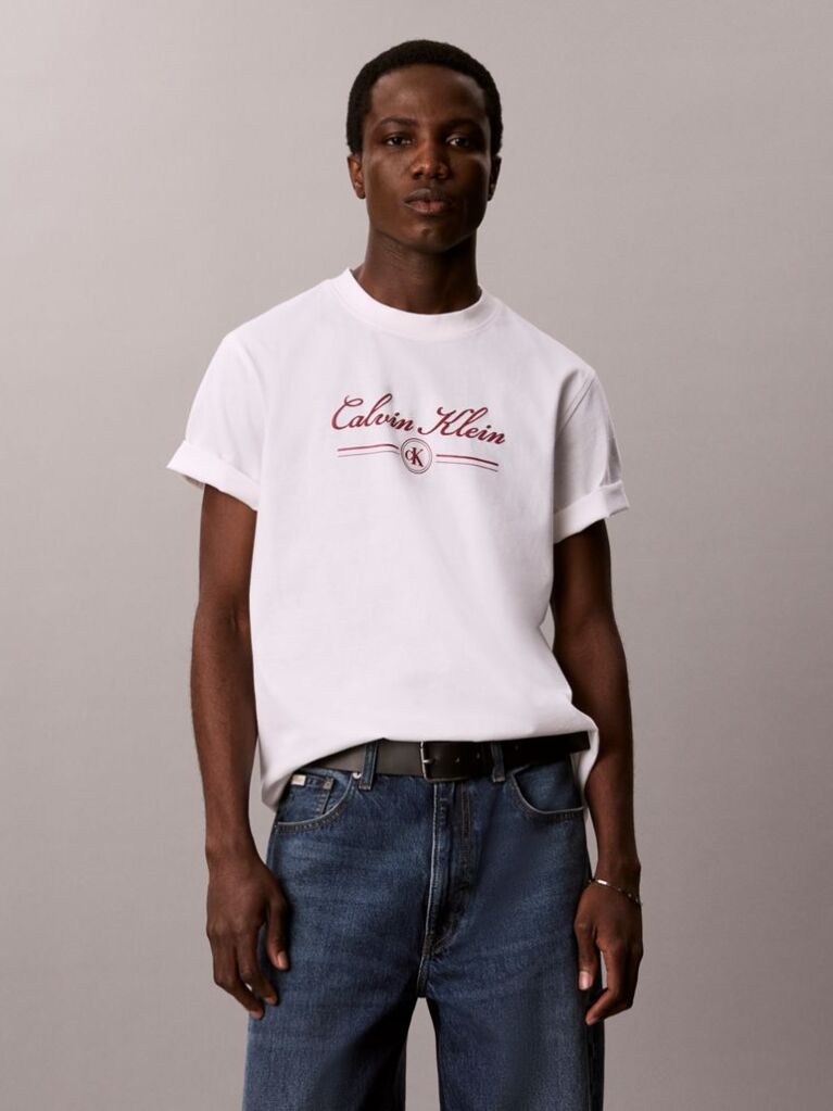 White Script Logo T-shirt  Men
