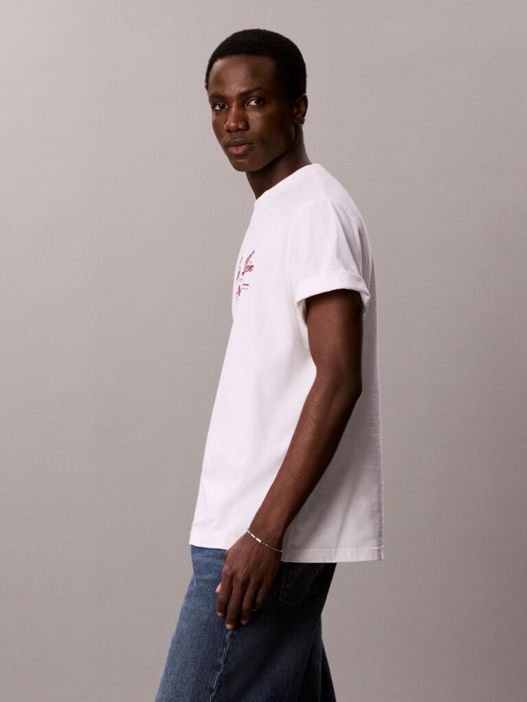 White Script Logo T-shirt  Men
