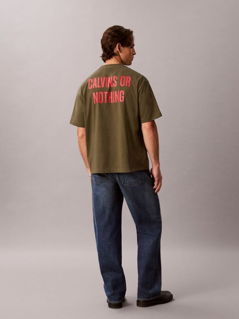 Green Relaxed Calvins Or Nothing Graphic T-Shirt  Men
