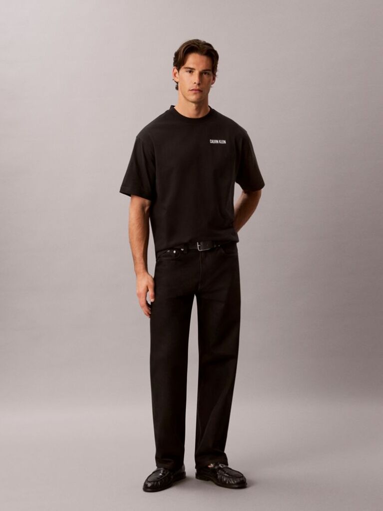 Black Relaxed Calvins Or Nothing Graphic T-Shirt  Men