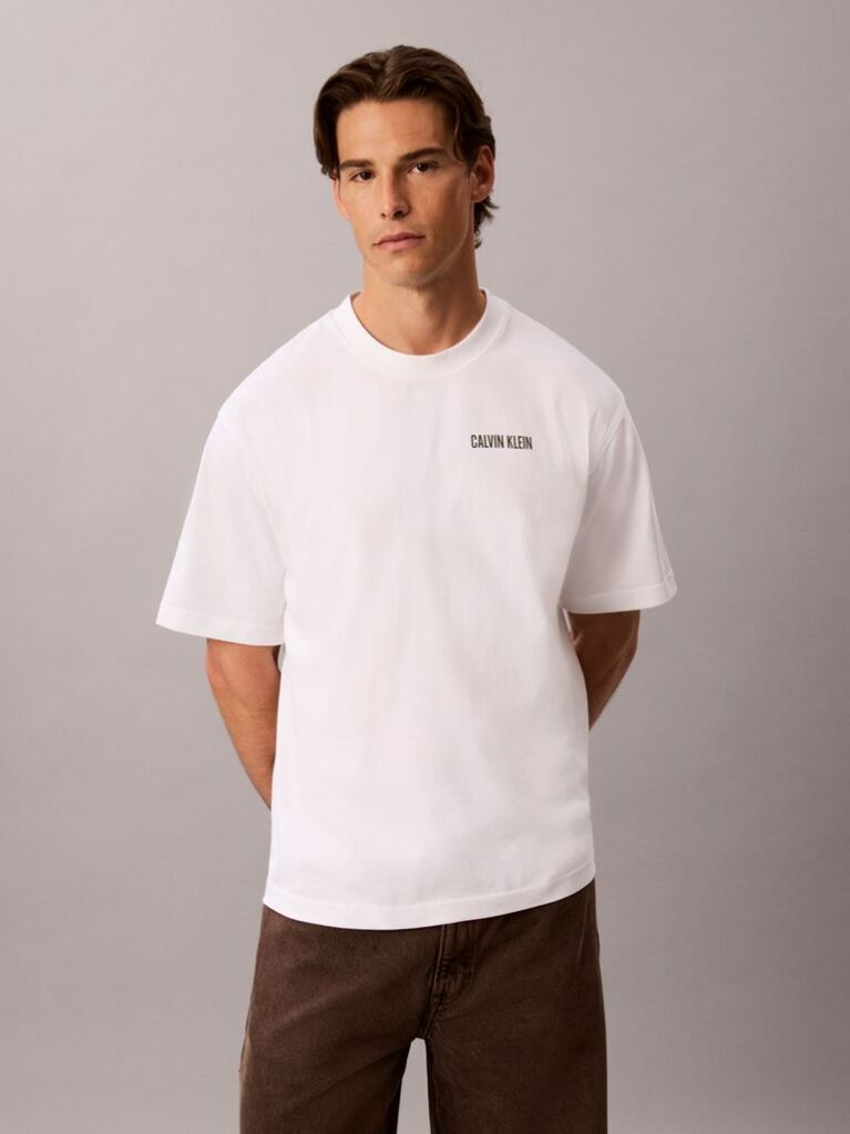 Λευκό T-shirt Σε Χαλαρή Γραμμή Με Graphic Σχέδιο "Calvins Or Nothing"  Άνδρας