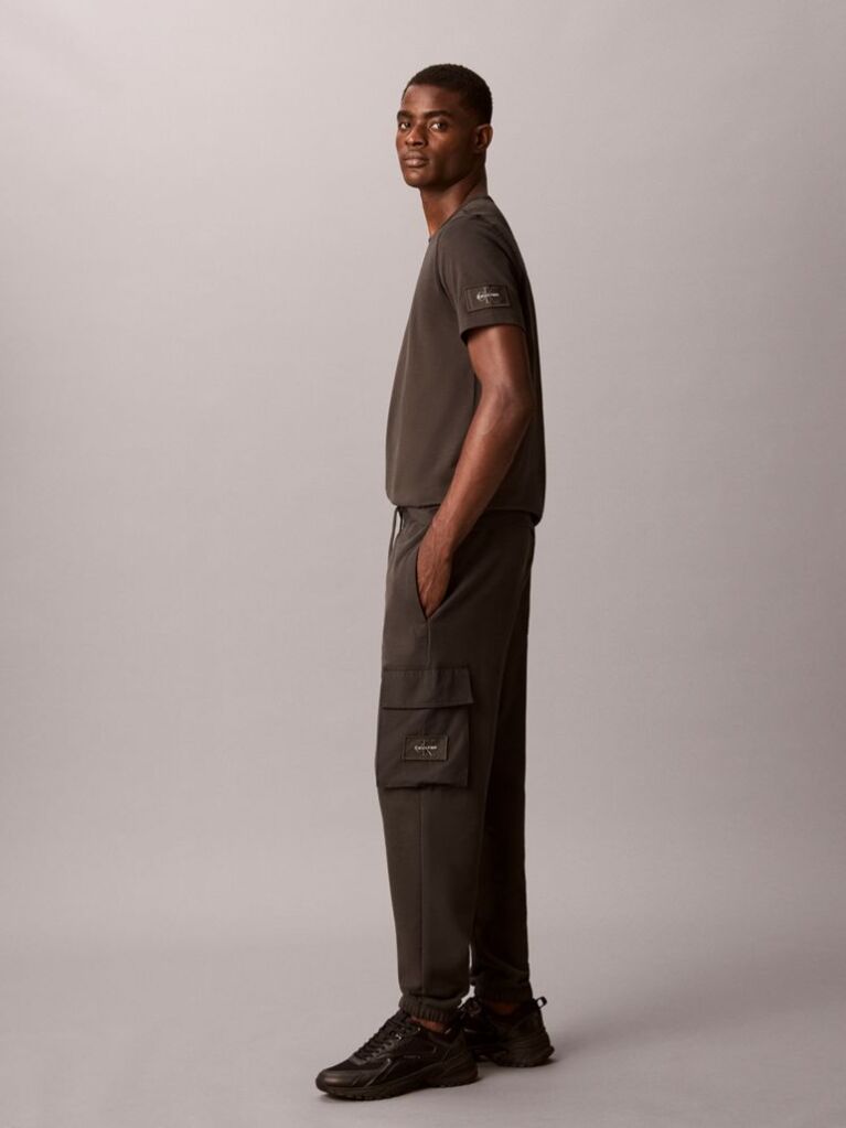 Black Cotton Terry Cargo Joggers  Men