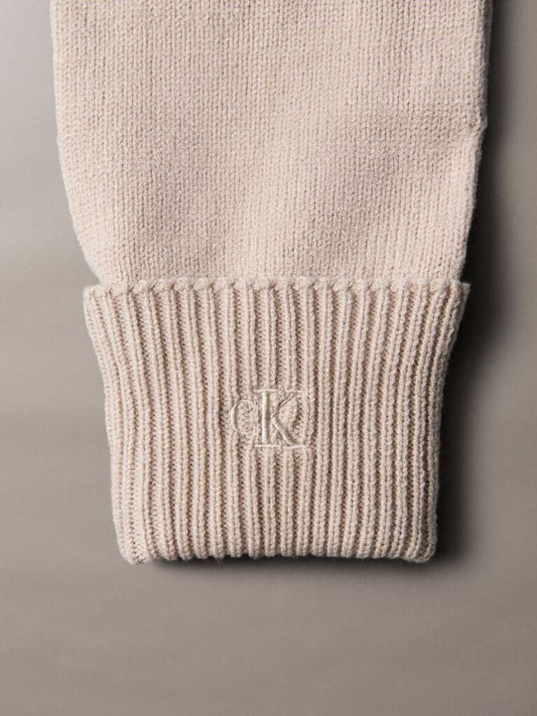 Beige Knit Signature Logo Touchscreen Gloves  Women