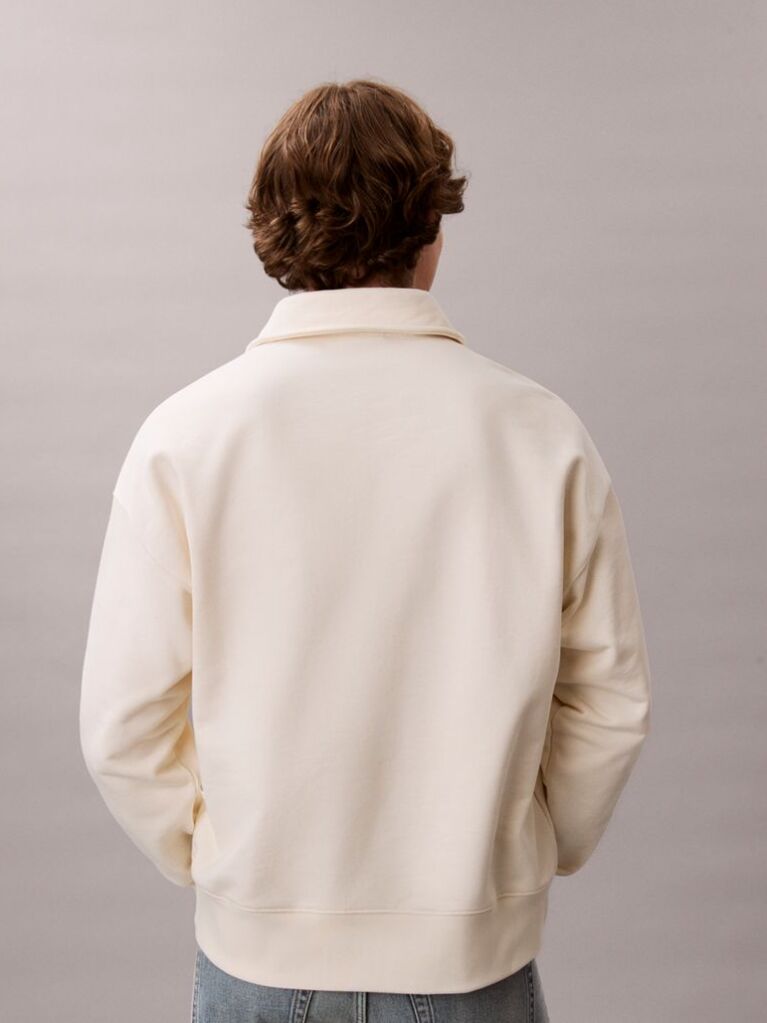 White Heavy Jersey Logo Long Sleeve Polo Shirt  Men